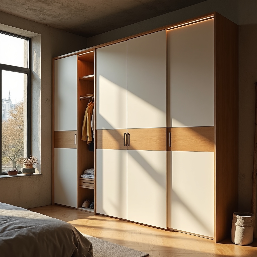 Beépített szekrény modern kis lakásban